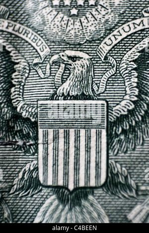 Detail aus das große Siegel der Vereinigten Staaten von der Rückseite des einen amerikanischen uns 1-Dollar-Banknote Stockfoto