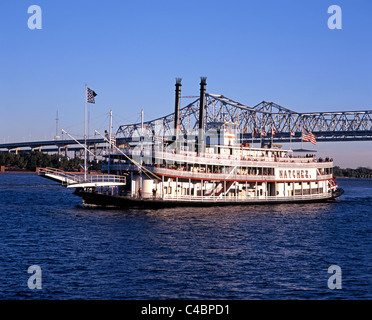 Dampfschiff "Natchez" und Mississippi River, New Orleans, Louisiana, USA. Stockfoto