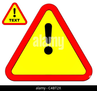 Warnschild isoliert auf weiss. Sie können Ihren eigenen Text innen setzen. Stockfoto