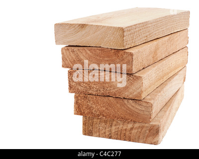 Holzbrett isoliert auf weiss Stockfoto