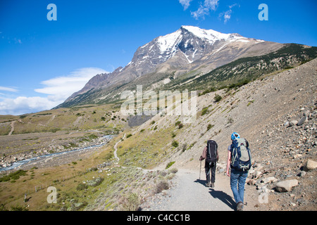 Trekking, Nationalpark Torres del Paine, Chile Stockfoto