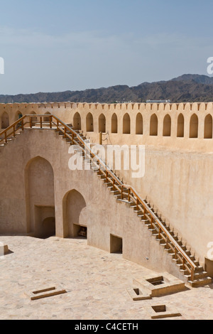 Die Nizwa Fort Interieur in Nizwa, Sultanat von Oman. Stockfoto