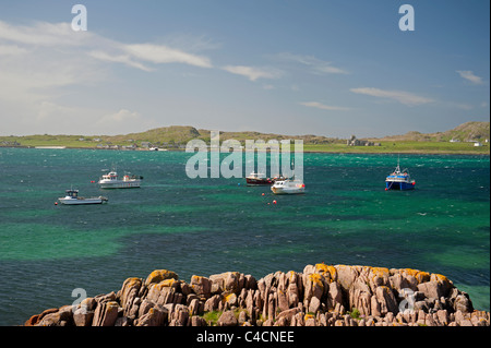 Der Blick über den Sound von Iona nach Iona von Fionnphort auf Mull. SCO 7212 Stockfoto