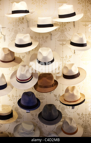 Panamahüte auf Schloss & Co Hutmacher, St. James's Street, London. Foto: Jeff Gilbert Stockfoto
