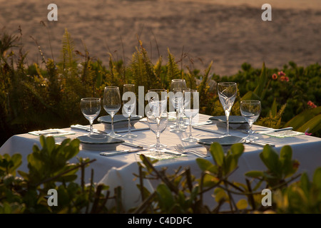 Abendessen am Strand Stockfoto