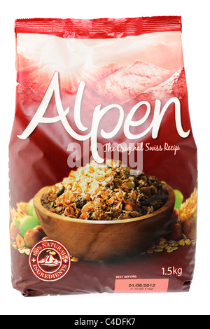 1,5 kg Beutel der Alpen original 100 % natürliches Müsli Frühstücks-Cerealien Stockfoto
