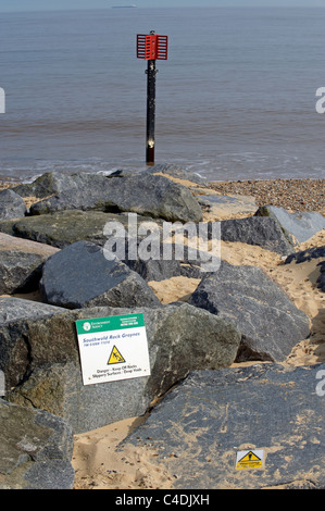 Buhnen, Southwold, Suffolk, UK Rock. Stockfoto