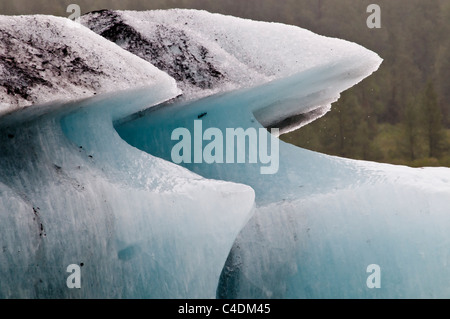 Das blaue farbige Eis schweben in Portage Lake, Alaska. Stockfoto