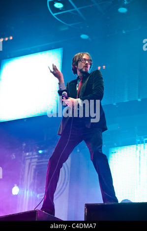 Zellstoff spielt die Isle Of Wight Festival 2011, Newport am 11. Juni 2011. Personen im Bild: Jarvis Cocker. Bild von Julie Edwards Stockfoto