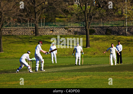 Melbourne Australien / ein Amateur Cricket Spiel im Gange in der Vorstadt von Royal Park.  . Stockfoto