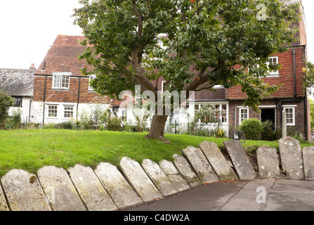 Kirchhof der St.-Petri Kirche in Petersfield Hampshire England mit Grabsteinen Stockfoto