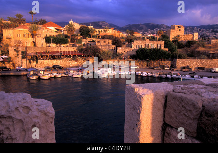 Hafen Sie bei Sonnenuntergang, Byblos (Jbail), Libanon. Stockfoto