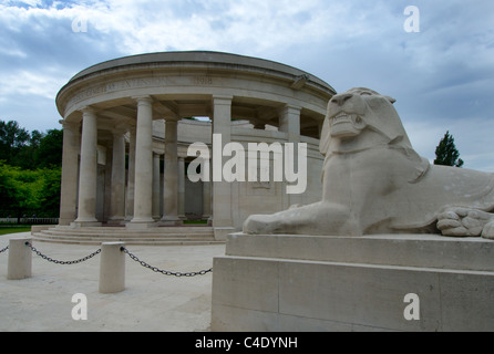 Löwe Skulptur am Ploegsteert Denkmal auf die fehlende, Flandern Stockfoto