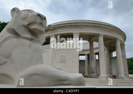 Löwe Skulptur am Ploegsteert Denkmal auf die fehlende, Flandern Stockfoto