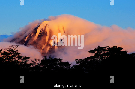 Sonnenuntergang am Mt Ngauruhoe oder Schicksalsberg in Neuseeland Stockfoto