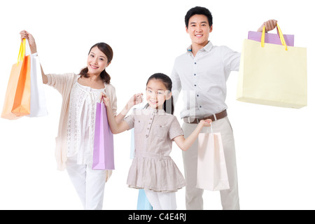 Familienholding Einkaufstaschen Stockfoto