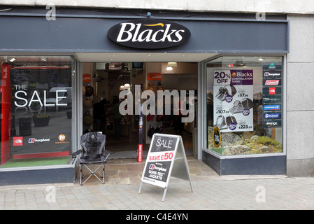 Schwarze Retail Outlet hier in Shoplatch, Shrewsbury, England gesehen. Stockfoto