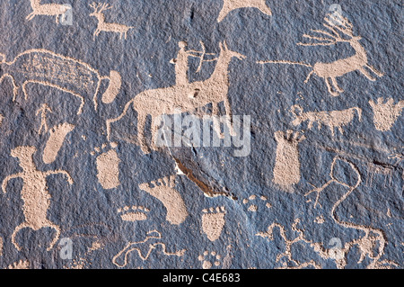 Indische Petroglyph in Zeitung Rock, Utah Stockfoto