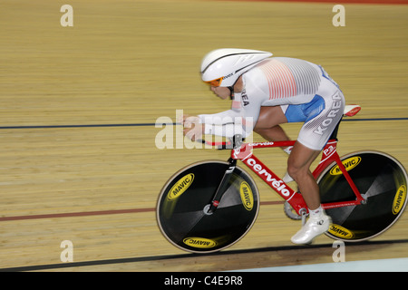 Sonne Jae JANG Korea UCI Herren Einzelverfolgung Qualifikation Track Cycling World Cup Wettbewerb Manchester Velodrome uk Stockfoto