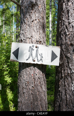 Alten Wandern route Zeichen, Finnland Stockfoto