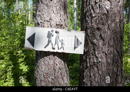 Alten Wandern route Zeichen, Finnland Stockfoto