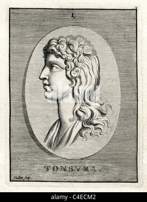 Antike Porträt einer Frau mit langen Haaren Stockfoto