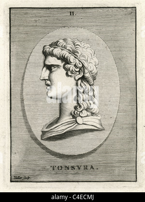 Antike Porträt eines Mannes mit langen Haaren Stockfoto