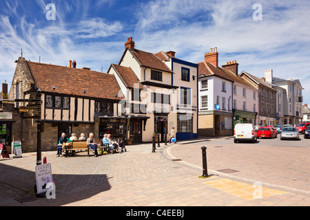 Alte High Street Scene in Shaftesbury, Dorset, England, Großbritannien Stockfoto