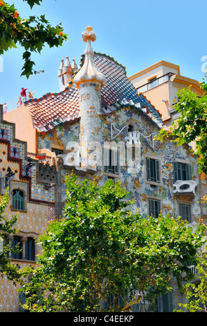 Casa Batlo, Baujahr 1906 vom Architekten Antoni Gaudi, am Passeig de Gracia, Barcelona, Spanien. Stockfoto