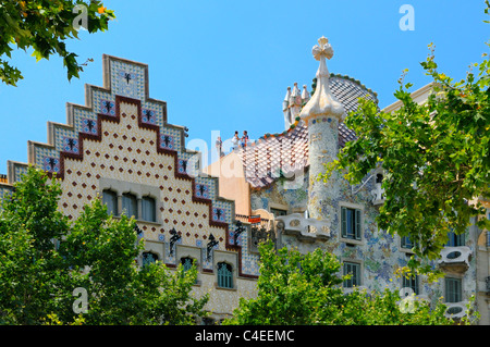 Casa Batlo, Baujahr 1906 vom Architekten Antoni Gaudi, am Passeig de Gracia, Barcelona, Spanien. Stockfoto