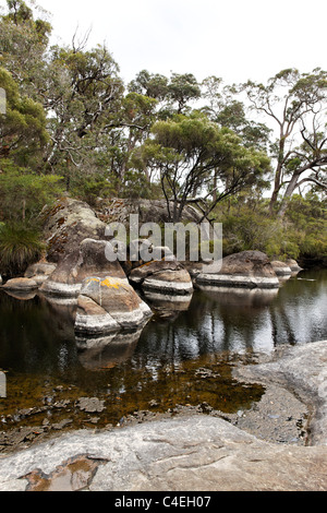 Steinerne Granitfelsen und den Franklin River, Walpole Südwest Australien Stockfoto