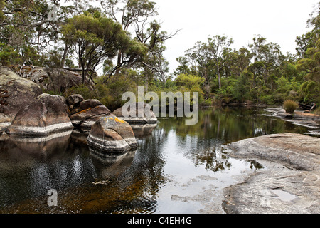 Steinerne Granitfelsen und den Franklin River, Walpole Südwest Australien Stockfoto