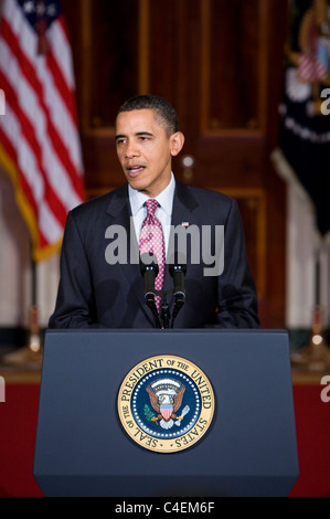 Präsident Barack Obama liefert Hinweise auf die Unruhen in Ägypten. Stockfoto