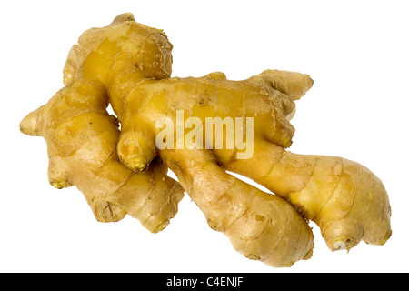 Ein Stück Ingwer Wurzel isoliert auf weißem Hintergrund Stockfoto