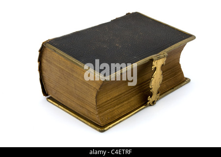 Antik-Lederbuch über weißen isoliert Stockfoto