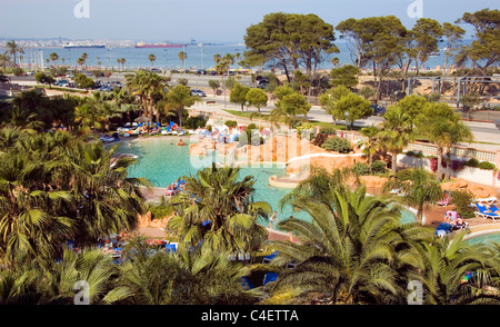 Hotelresort, La Pineda Strand, Katalonien, Costa Dorada, Spanien. Stockfoto