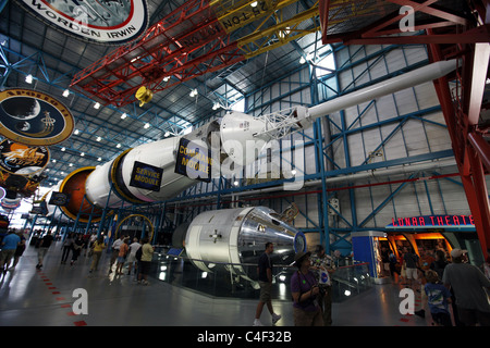 Werner von Braun Saturn 5 Mondrakete auf dem Display das Kennedy Space Center Stockfoto