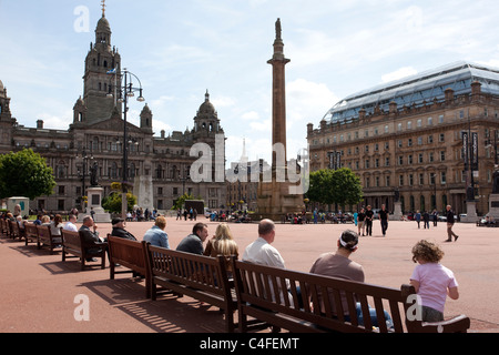 George Square und Glasgow City Chambers, Schottland. Foto: Jeff Gilbert Stockfoto