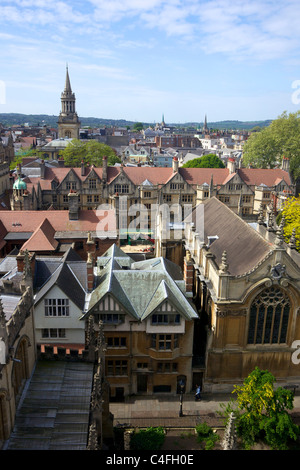 Blick über Brasenose College vom Turm der Universität Kirche von St Mary Jungfrau, University of Oxford, Oxfordshire, England, Stockfoto