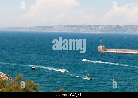 Eingang des Hafens von Marseille (Vieux-Port). Stockfoto