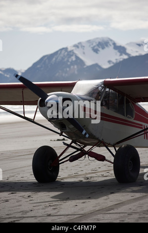 Piper Super Cub am Strand von Hinchinbrook Island, Alaska - 2011 Valdez Fly-in, Alaska Stockfoto