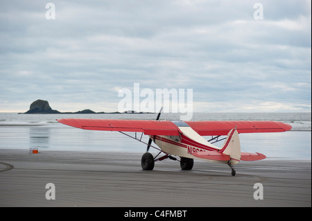 Piper Super Cub am Strand von Hinchinbrook Island, Alaska - 2011 Valdez Fly-in, Alaska Stockfoto