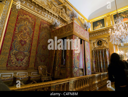 Schlafgemach des Königs im Schloss von Versailles Stockfoto