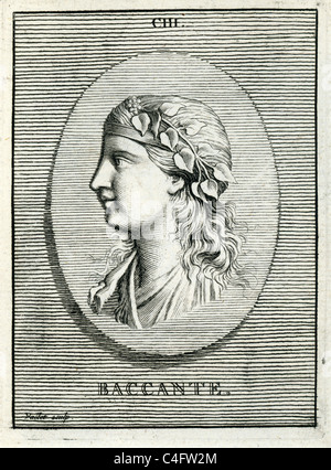 Klassische Porträt eines Baccante oder einer Mänade in der griechischen Mythologie Stockfoto