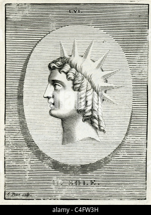 Klassische Porträt von Helios die Personifizierung der Sonne in der griechischen Mythologie. Homer nennt oft ihn einfach Titan oder Hyperion. Stockfoto