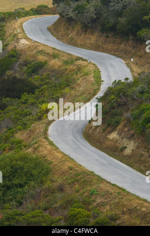 Verdrehen der Kurven auf der Landstraße in der Nähe von San Gregorio, San Mateo County, Kalifornien Stockfoto