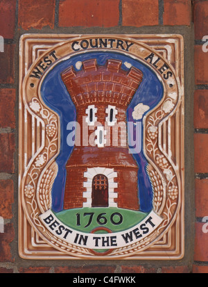 Westen des Landes Ales Keramik Brauerei plaque Stockfoto