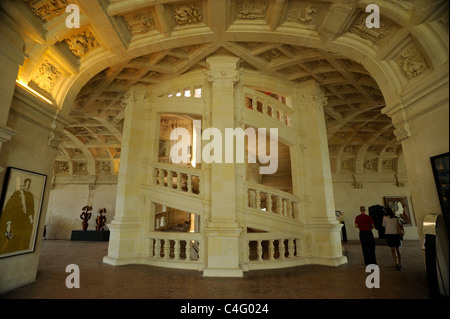 Frankreich, Loire-Tal, Schloss Chambord, Treppe Stockfoto