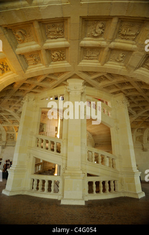 Frankreich, Loire-Tal, Schloss Chambord, Treppe Stockfoto