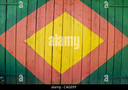bemalten Türen rot, grün und gelb Hintergrund Stockfoto